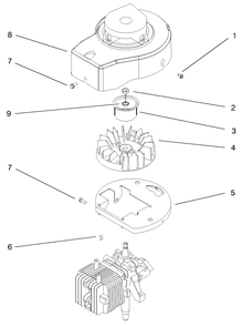 Engine Assembly Diagram and Parts List for 20708 7900001 - 7999999 Toro Lawn Mower
