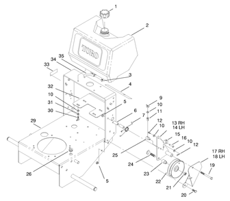 Fuel Tank And Idler Bracket Asm Diagram and Parts List for 30167 695001 - 699999 Toro Lawn Tractor Accessories