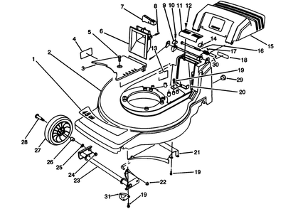 Housing Assembly Diagram and Parts List for 20927B 2000001 - 2999999 Toro Lawn Mower
