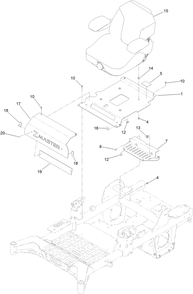 Seat Mount Assembly Diagram and Parts List for 74035 414314541 - 414314551 Toro Lawn Tractor