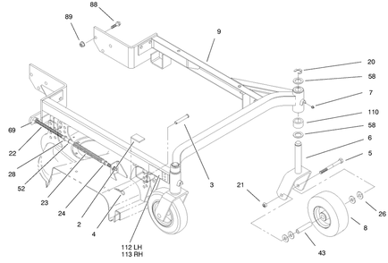 Carrier Frame Diagram and Parts List for 30152 690001 - 699999 Toro Lawn Mower