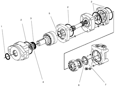 Hydraulic Motor And Assembly Diagram and Parts List for 22400 800293 - 899999 Toro Lawn Tractor Accessories