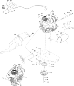 Engine, Clutch And Muffler Assembly Diagram and Parts List for 72969TE 400000000 - 412899999 Toro Lawn Tractor