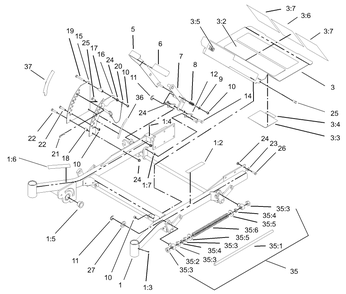 Front Frame Assembly Diagram and Parts List for 74213 (230006001-230999999)(2003) Toro Lawn Mower