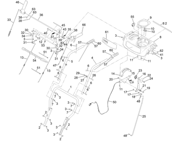 Handle And Control Assembly Diagram and Parts List for 38855 411400000 - 413969119 Toro Snow Blower