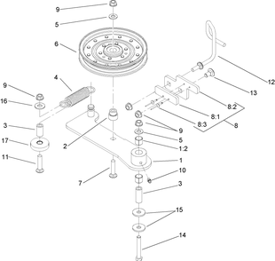 Idler Assembly Diagram and Parts List for 74415 (250000001-250005000)(2005) Toro Lawn Mower