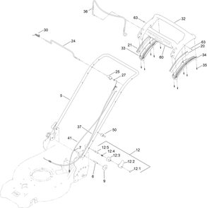 Handle Assembly Diagram and Parts List for 21568T 412400000 - 999999999 Toro Lawn Mower