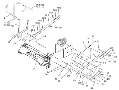 Steering Controls Assembly Diagram and Parts List for 74213 (230006001-230999999)(2003) Toro Lawn Mower