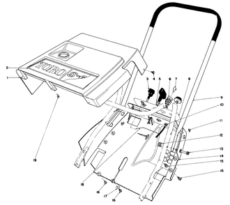 Shroud & Handle Assembly Diagram and Parts List for 38165 9000001 - 9999999 Toro Snow Blower