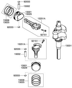 Piston And Crankshaft Assembly Diagram and Parts List for 74569 (290000001-290000206)(2009) Toro Lawn Mower