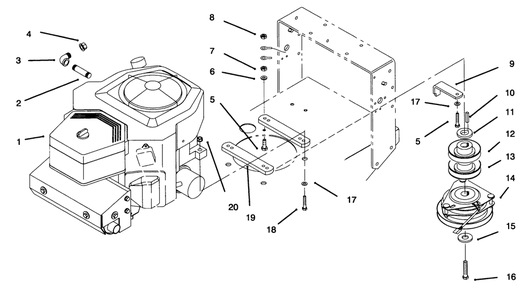 Engine And Clutch Assembly Diagram and Parts List for 30181 59000001 - 59999999 Toro Lawn Tractor Accessories