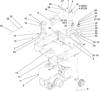 Drivetrain Mount Assembly Diagram and Parts List for 12004TC 240000001 - 240999999 Toro Lawn Tractor