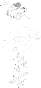 Engine And Blade Assembly Diagram and Parts List for 21691 409000000 - 999999999 Toro Lawn Mower