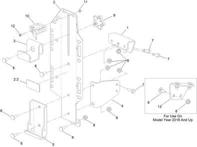 Bucket Mount Assembly Diagram and Parts List for 136-9045  Toro Lawn Tractor