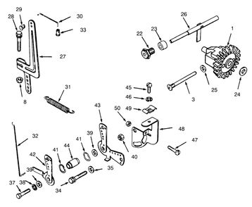 Governor Linkage Diagram and Parts List for 73362 6900001 - 6999999 Toro Lawn Tractor