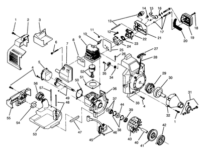 Engine Assembly Model No. 51638 & 51653 Diagram and Parts List for 51620 5900001 - 5999999 Toro Trimmer