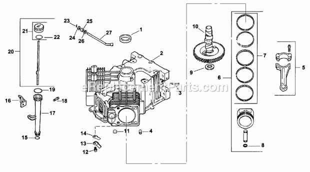 Group 2 Crankcase Assembly Diagram and Parts List for 74174 200000001-200999999 Toro Lawn Mower