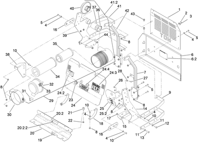 Front And Rear Engine Cover Assembly Diagram and Parts List for 74269 (290000001-290999999)(2009) Toro Lawn Mower