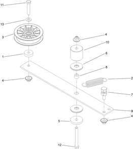 Hydro Idler Arm Assembly Diagram and Parts List for 74141TE (312000001-312999999)(2012) Toro Lawn Mower