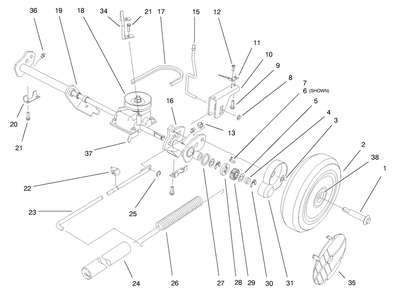 Rear Axle Assembly Diagram and Parts List for 20821 7900001 - 7999999 Toro Lawn Mower