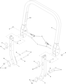 Roll-Over Protection System Assembly Diagram and Parts List for 72065 400000000-408864559 Toro Lawn Tractor