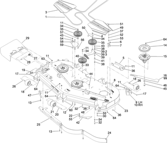 Deck Assembly Diagram and Parts List for 74274 (310000001-310999999)(2010) Toro Lawn Mower