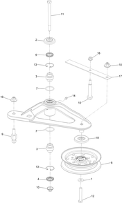 Deck Idler Assembly Diagram and Parts List for 74942TE 402364843-404319999 Toro Lawn Tractor