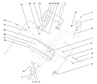 Handle Control Assembly Diagram and Parts List for 22157 8900001 - 8999999 Toro Lawn Mower