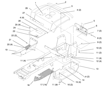 Fender And Footrest Diagram and Parts List for 72104 7900001 - 7999999 Toro Lawn Tractor