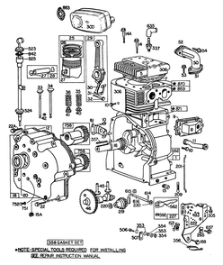 Engine Briggs & Stratton Model No. 252412 Type No. 0191-01 (11 H.P. Snowthrower Model 38090) Diagram and Parts List for 38090 3000001 - 3999999 Toro Snow Blower