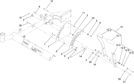 Part Location Diagram of 106-6598 Toro Lift Arm Assembly
