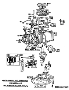 Engine Briggs & Stratton Model 93508-0192-01, Engine Briggs & Stratton Model 92908-1956-01 Diagram and Parts List for 20755 2000001 - 2999999 Toro Lawn Mower