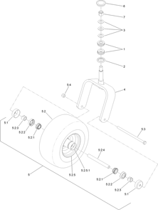 Caster Fork And Wheel Assembly Diagram and Parts List for 72906 412200000 - 999999999 Toro Lawn Tractor