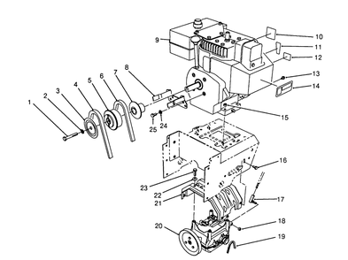 Engine Assembly Diagram and Parts List for 38573 8000001 - 8999999 Toro Snow Blower