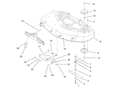 Deck Assembly Diagram and Parts List for 79108 6900001 - 6999999 Toro Lawn Mower