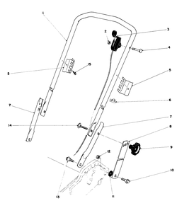 Handle Assembly Diagram and Parts List for 20742 4000001 - 4999999 Toro Lawn Mower