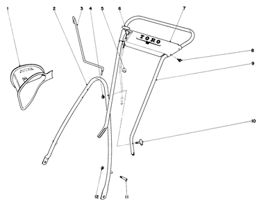 Handle Assembly Diagram and Parts List for 18215 0000001 - 0999999 Toro Lawn Mower
