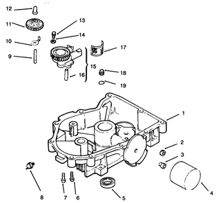 Oil Pan/Lubrication Diagram and Parts List for 72043 6900001 - 6999999 Toro Lawn Tractor