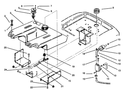 Fuel Tank And Fuel Pump Diagram and Parts List for 73501 59000001 - 59000411 Toro Lawn Tractor