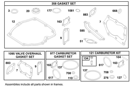 Gasket Assembly, Engine Briggs & Stratton Model 12h802-1767-E1 Diagram and Parts List for 20010 9900001 - 9999999 Toro Lawn Mower