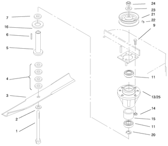 Spindles And Blades Diagram and Parts List for 30197 990001 - 999999 Toro Lawn Mower