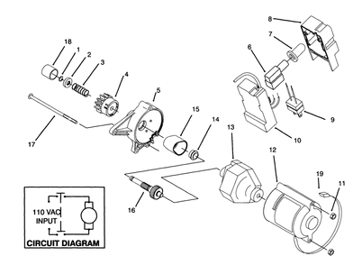 Starter Motor Assembly & Switch Housing Diagram and Parts List for 38170 5900001 - 5999999 Toro Snow Blower