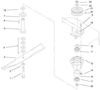 Spindles And Blades Diagram and Parts List for 30194 990001 - 990200 Toro Lawn Mower