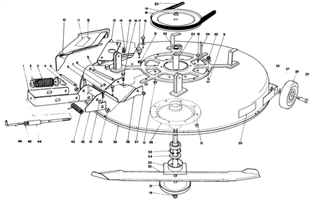 Mower Assembly Diagram and Parts List for 56138 4000001 - 4999999 Toro Lawn Tractor