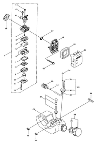 Carburetor And Fuel Assembly Diagram and Parts List for 53010 790001 - 799999 Toro Trimmer
