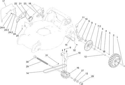 Disharge Door And Rear Wheel Assembly Diagram and Parts List for 22186TE (311000001-311999999)(2011) Toro Lawn Mower