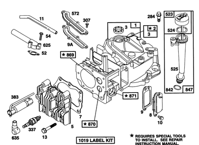 Engine Briggs & Stratton Model 122702-0182-01 Diagram and Parts List for 20907B 3900001 - 3999999 Toro Lawn Mower