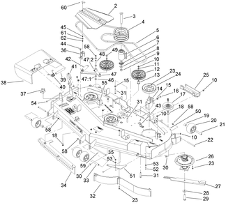 Deck Assembly Diagram and Parts List for 74268 (270000001-270000300)(2007) Toro Lawn Mower