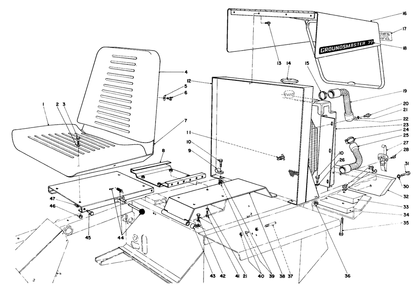 Seat, Radiator And Hood Assembly Diagram and Parts List for 30773 30001 - 30569 Toro Lawn Tractor Accessories
