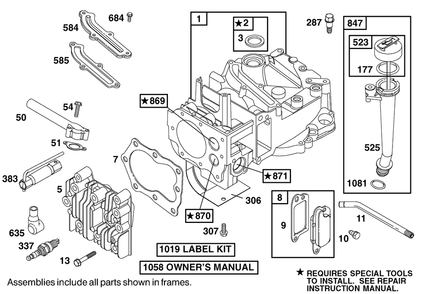 Engine Briggs & Stratton Model 12h802-1767-E1 Diagram and Parts List for 20043 9900001 - 9999999 Toro Lawn Mower